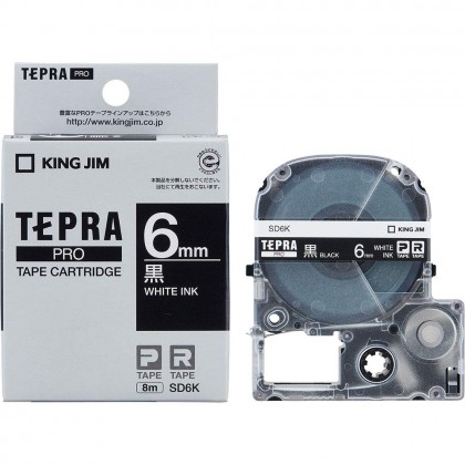 King Jim SS6K Tepra Tape Cartridge 6mm - Black On White