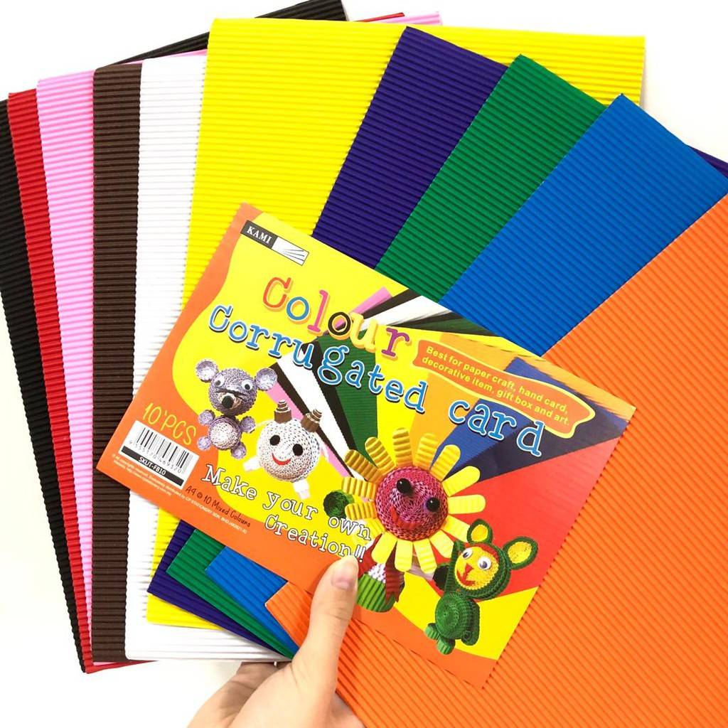 Corrugated Paper Board A4 10shts F022 / Mix Color DIY Flute Board