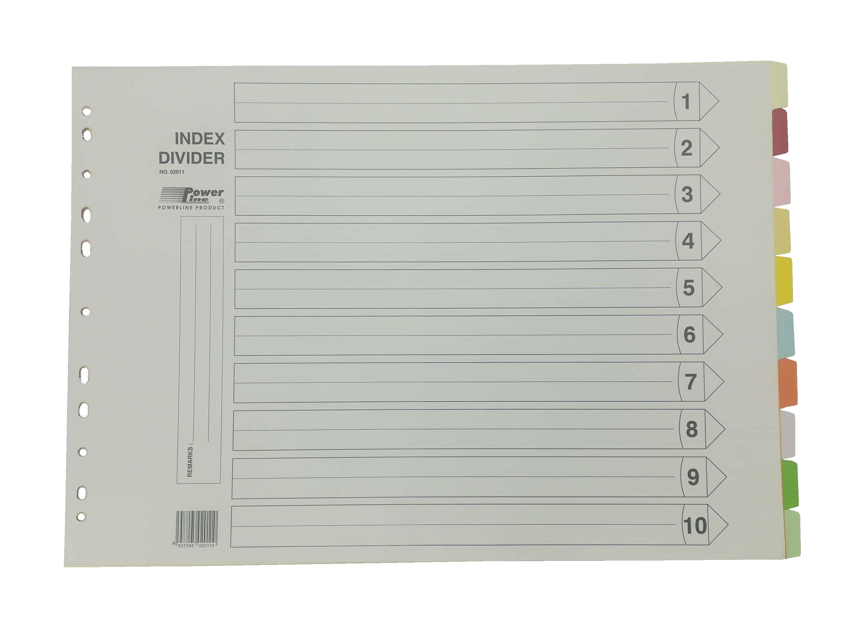A3 10 color Index Divider