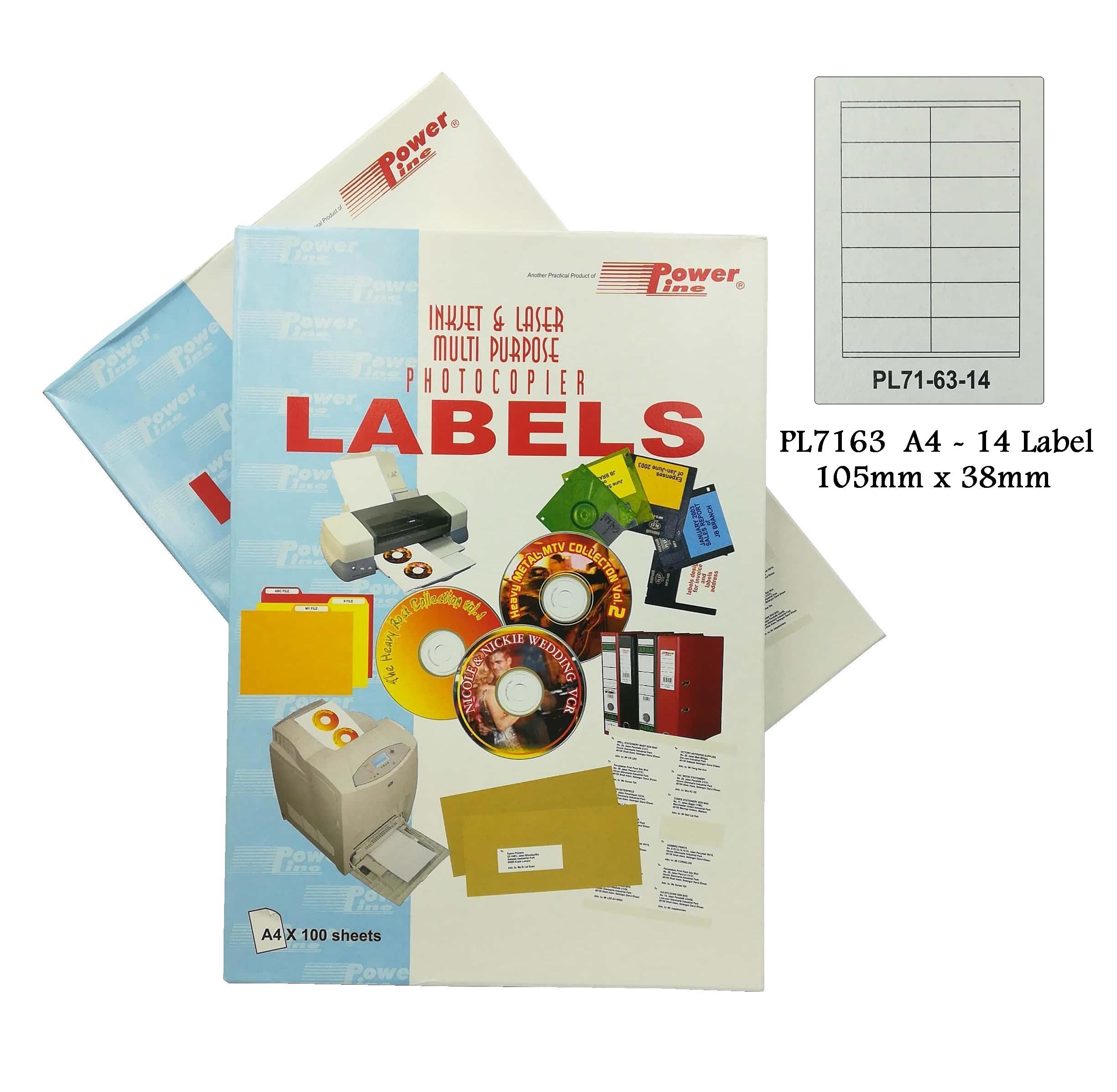 PL7163 multi purpose A4 adhesive labels 14 labels